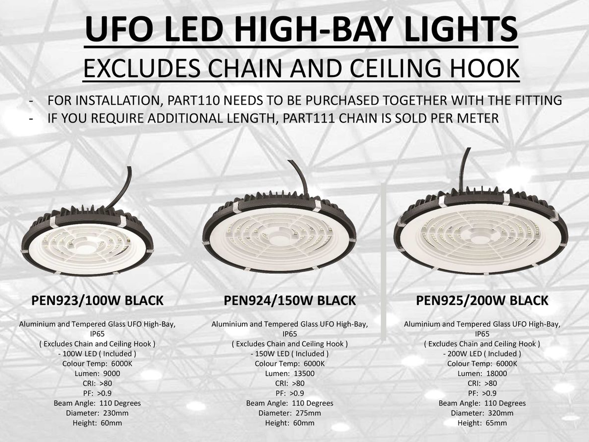 UFO High-Bay - Aluminium and Tempered Glass