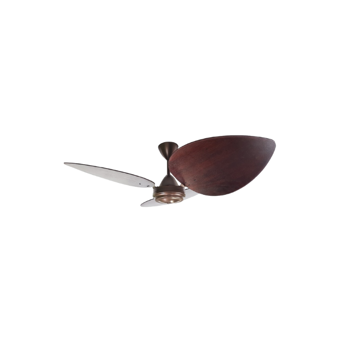 Solent Motor High Breeze 100 Antique Bronze Blade Wood 3 1200mm Palm Leaf Oval Mahogany + Reg2F Wall Controller