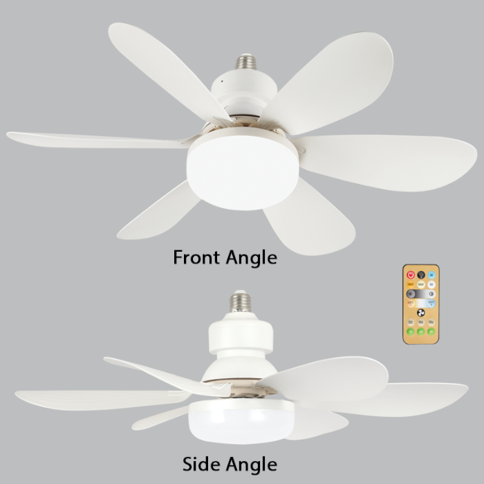 Bright Star FCF090 WHITE Mini Plastic Ceiling Fan with Light and Remote Control