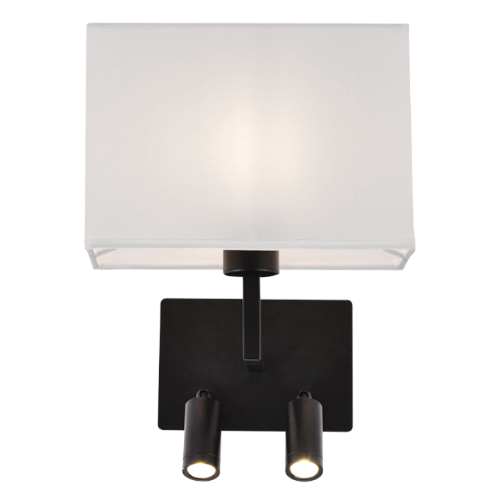Bright Star Metal Wall Bracket with 2 Switches and White Shade