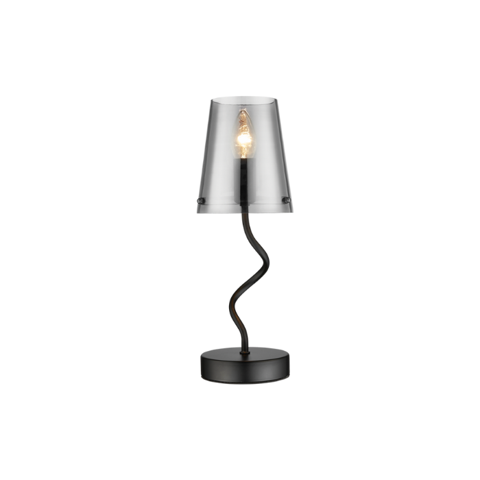 Bright star Metal Table Lamp with Smoky Glass Shade