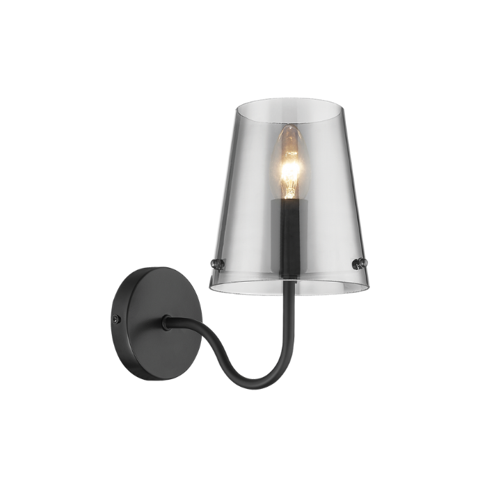 Bright star Metal Wall Light with Smoky Glass shade