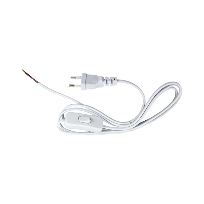 Brightstar 2 Core White Cable with On/Off Switch and 2-Prong Plug