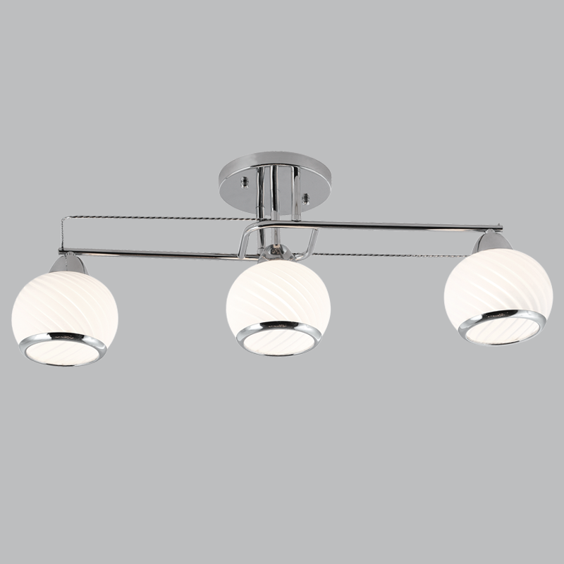 Brightstar CF196/3 Polished Chrome Ceiling Fitting with White Glass