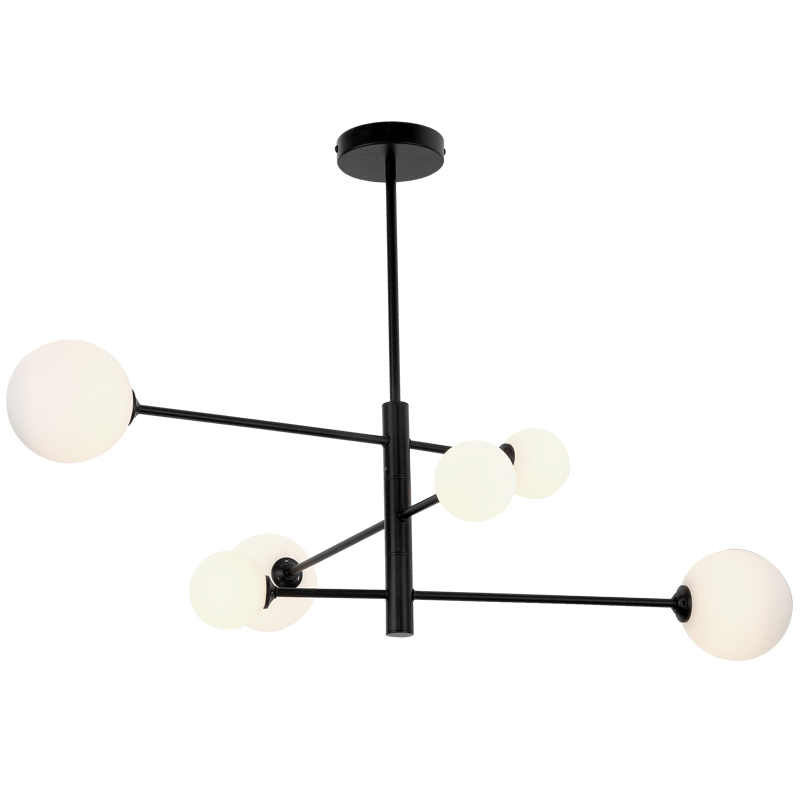 Brightstar CH393/6 6-Light Chandelier Metal Opal Glass G9 650mm