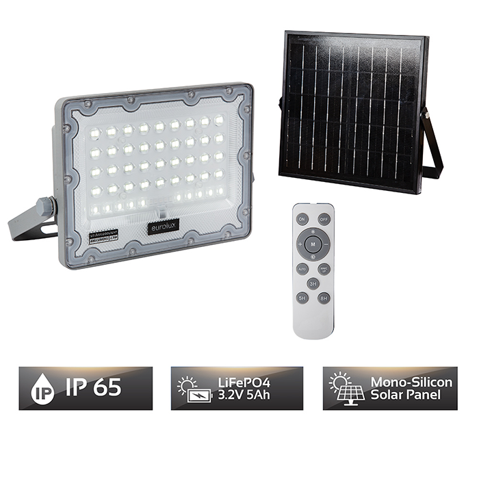 Eurolux FS314 - Solar 2.5w LED 6500K Floodlight