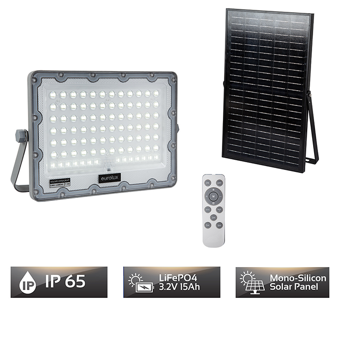 Eurolux FS316 - Solar 7.5w LED 6500K Floodlight