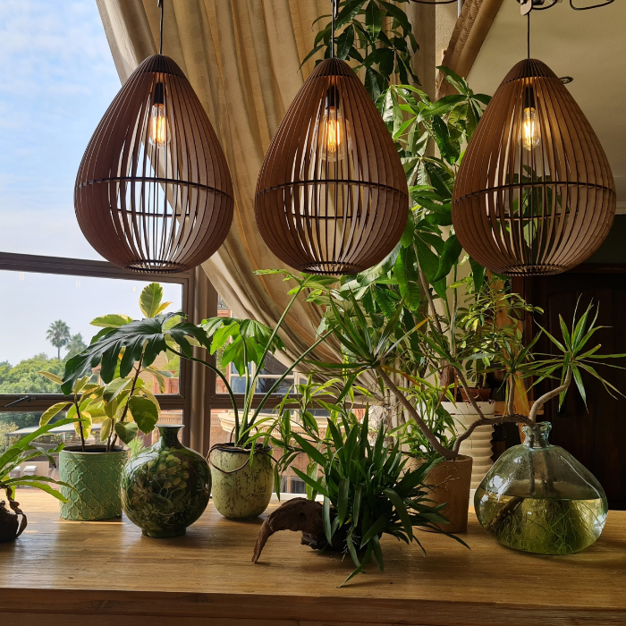 Honey Badger Aqua Tear-Drop Pendant Light Natural Compressed Pine
