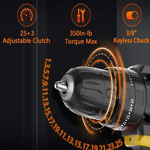 JG0620 Electric Drill Set - Powerful 10mm Drill, Two Speed Settings, Lithium-ion Batteries