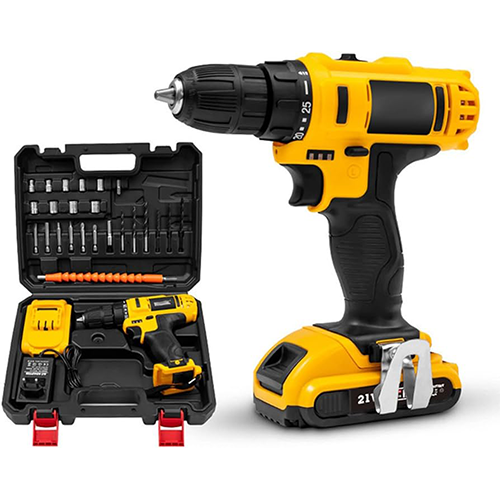 JG0620 Electric Drill Set - Powerful 10mm Drill, Two Speed Settings, Lithium-ion Batteries