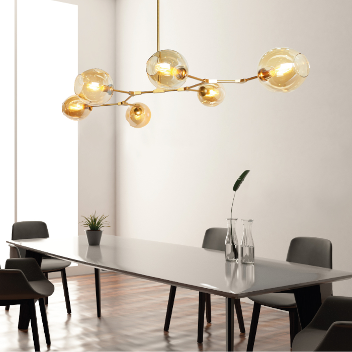 K-Light GO-KLCH170-6/BL 6 Light Molecule Horizontal Pendant Black/Smoke