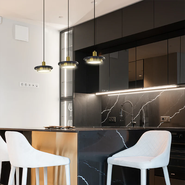 COSTES-Interior pendant with metal base and marble body