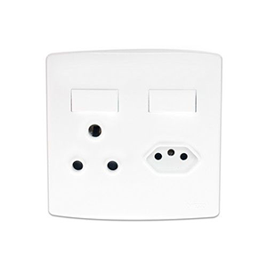 Onesto Trinity TSP4011 4x4 1x RSA Switched Socket & 1x New ZA Plug Socket Switched Socket White