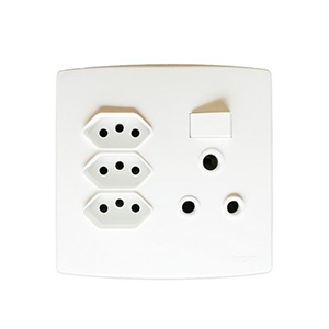 Onesto Trinity TSP4013 4x4 Single RSA Switched Socket + 3x New ZA Plug Switched Socket White