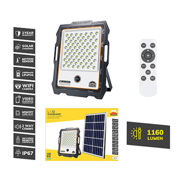 Radiant RFS71 - Solar 200w Floodlight & WIFI Camera