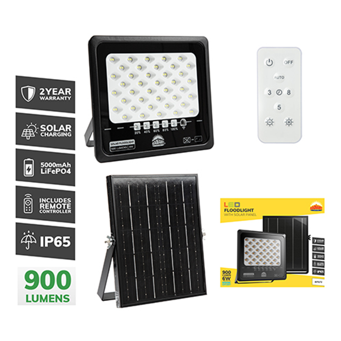 Radiant Solar LED 6500K Floodlight with Remote Control | 2.5w,5w,6w,7.5w,10w,13w,20w,26w
