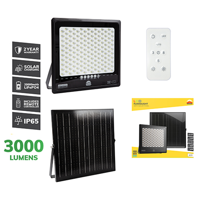 Radiant Solar LED 6500K Floodlight with Remote Control | 2.5w,5w,6w,7.5w,10w,13w,20w,26w