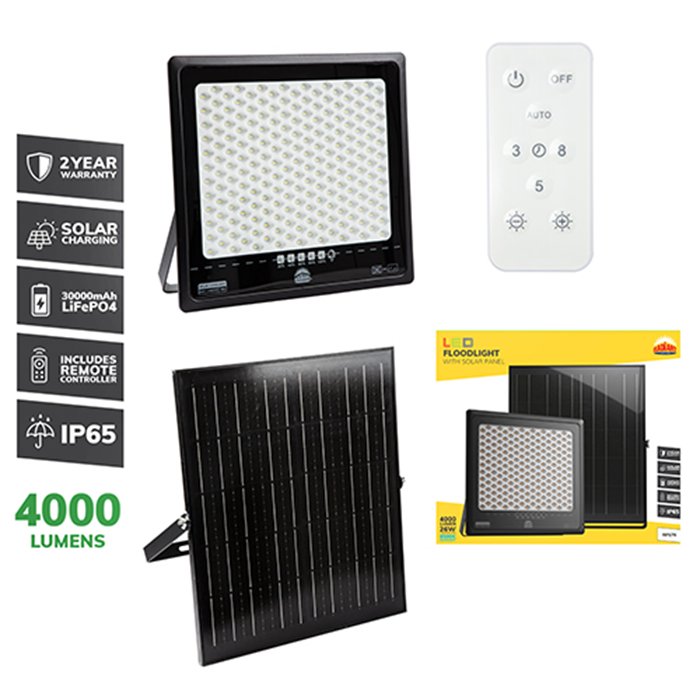Radiant Solar LED 6500K Floodlight with Remote Control | 2.5w,5w,6w,7.5w,10w,13w,20w,26w