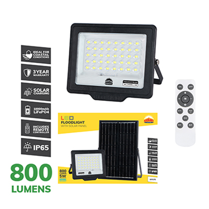 Radiant RFS78 - Solar 5w LED 6500K Floodlight with Remote Control