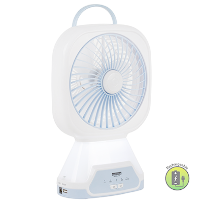 Eurolux F84 - Rechargeable Portable Mini Fan with LED Emergency Light & USB Input