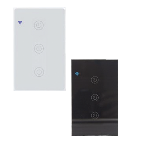Smart Tech SWS-122-3 DS WiFi Switch - 3 Lever, Elegant Black, Advanced Home Automation, 600W