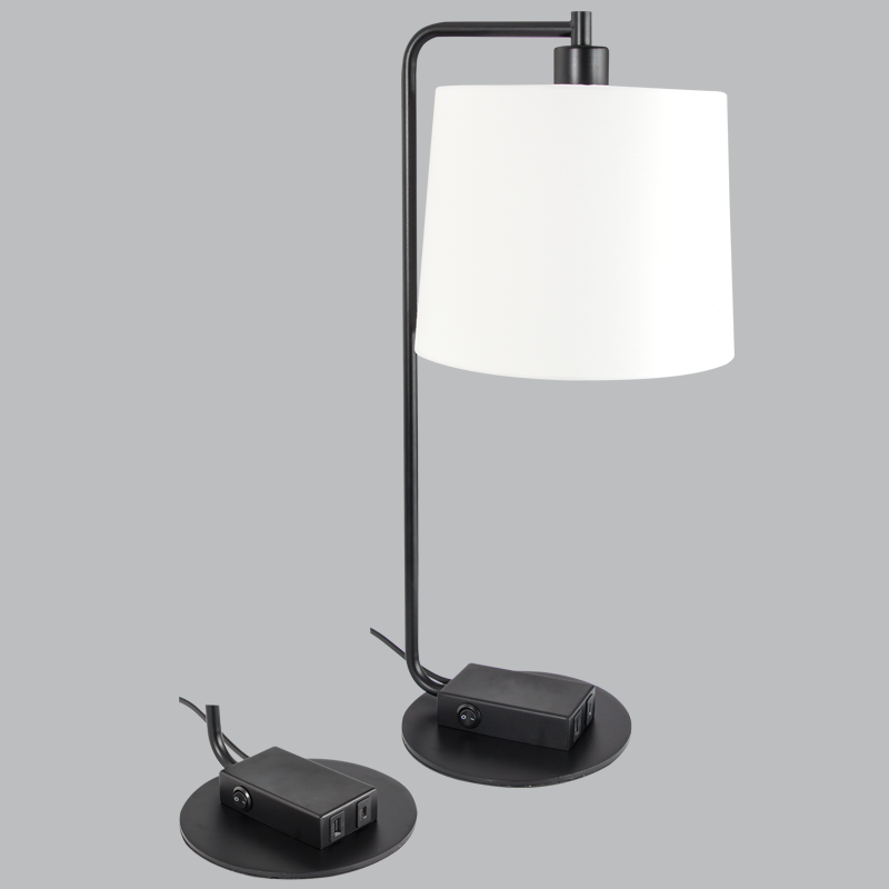 Bright Star TL662 - Metal Table Lamp with White Fabric Shade