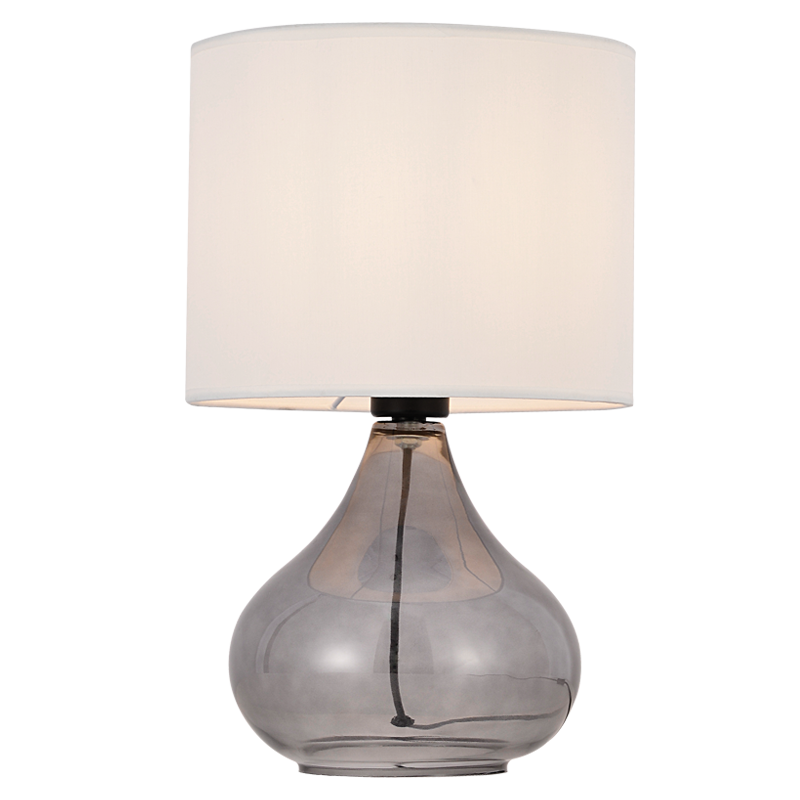 Bright Star TL674 Smoke Colour Glass Table Lamp with Beige Shade