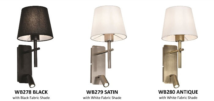 Bright Star WB278 BLACK Metal Wall Bracket with Black Fabric Shade