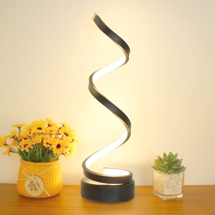 Bright Star Spiral LED Table Lamp in Black | Dimmable IP20