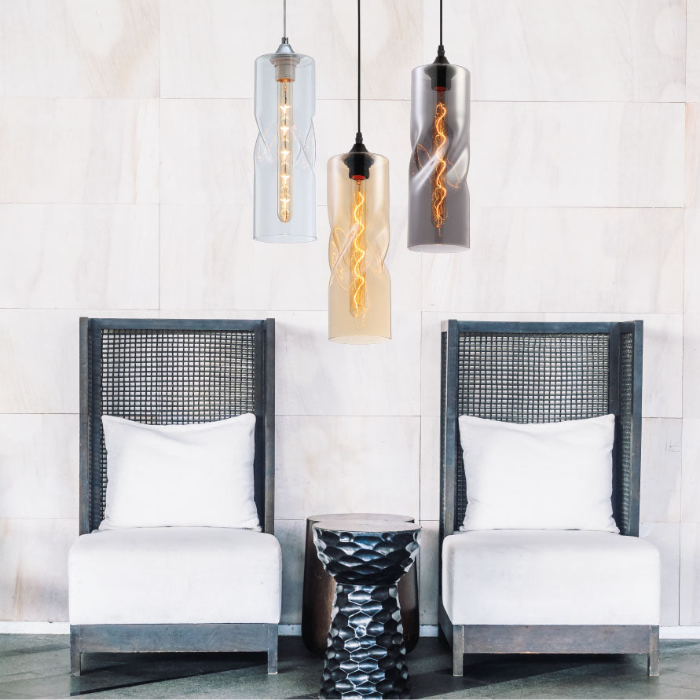 K-Light W-KLCH-2175/SM 230v 40W Twisted Glass Pendant