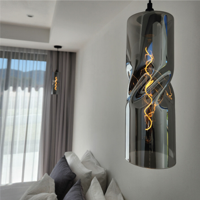 K-Light W-KLCH-2175/SM 230v 40W Twisted Glass Pendant