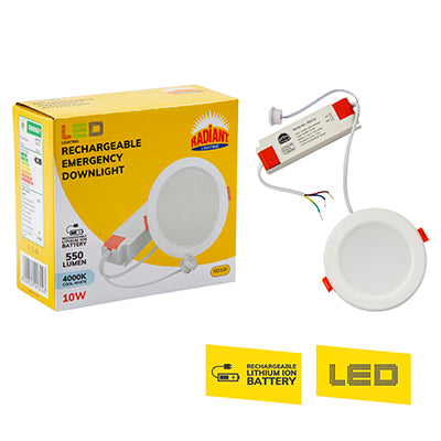 Radiant RD330 - Rechargeable Emergency Downlight White LED 10w 4000K