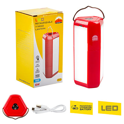 Radiant RFS70 Rechargeable 3 Sided Lantern Red LED 6w 6500K