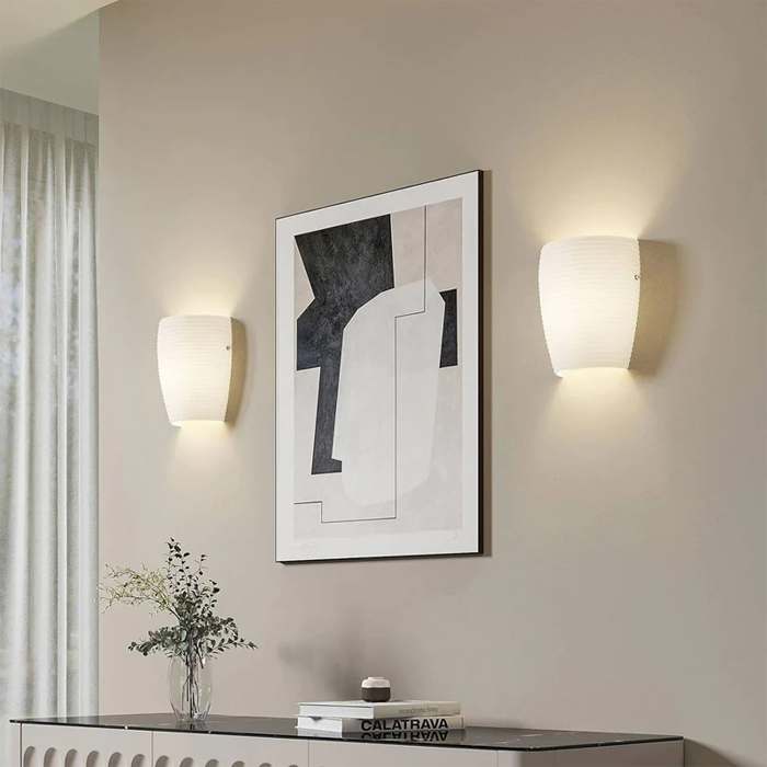 Spazio 5247 KENDO Interior Wall fitting with ribbed opal shade