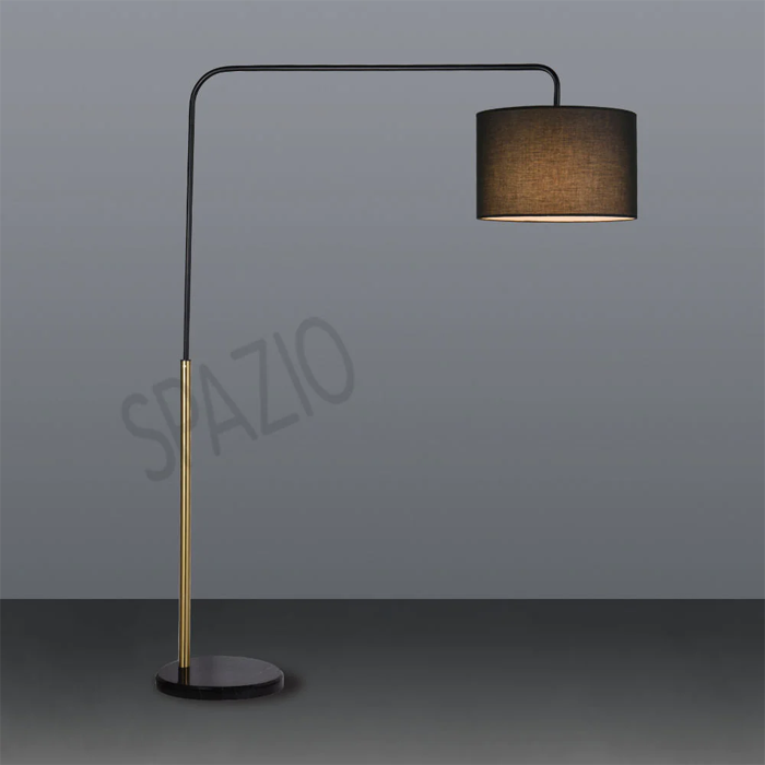 Spazio Floor Lamp with metal and marble body and TC fabric shade