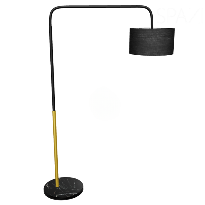 Spazio Floor Lamp with metal and marble body and TC fabric shade