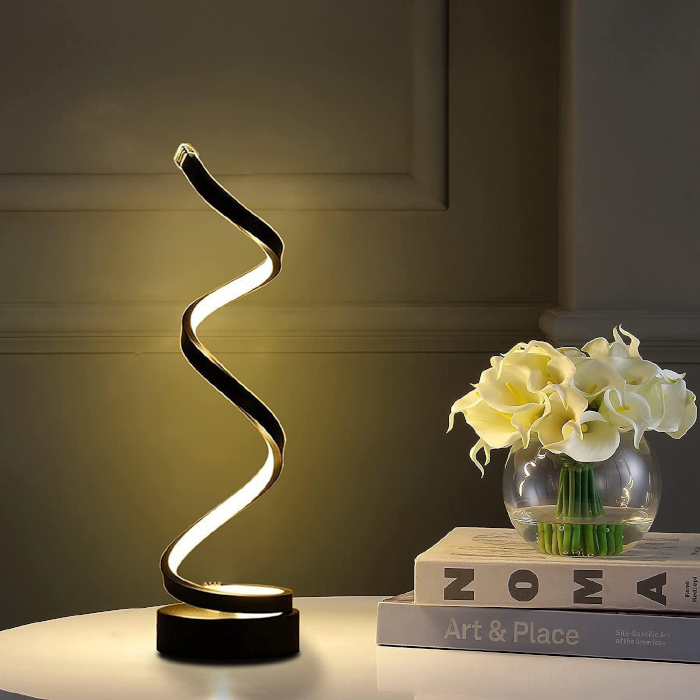 Bright Star Spiral LED Table Lamp in Black | Dimmable IP20