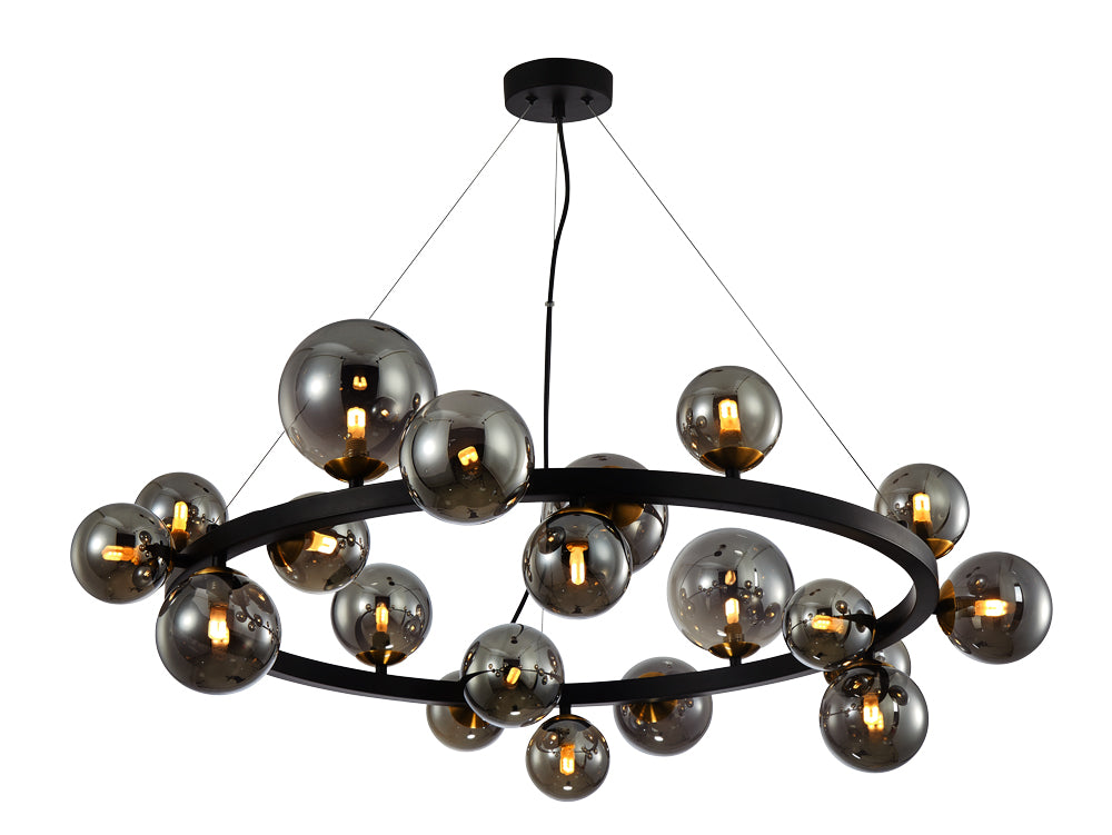 K-Light A-KLCH-9225/20 Round Bubble Glass Pendant 20 Light Black
