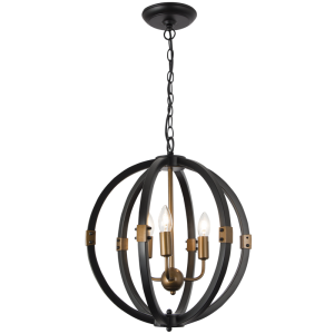 BrightStar CH081/3 BLACK/GOLD Metal Chandelier