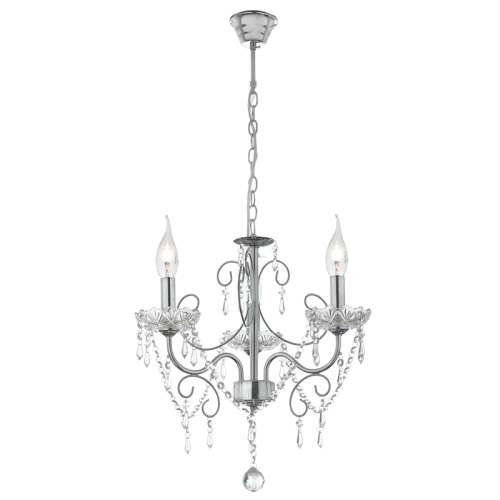 BrightStar CH388/3 CHROME Polished Chrome Chandelier with Crystals – 3 x 60W SES