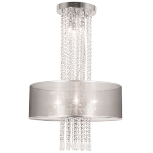 BrightStar CH471/3 CHROME Polished Chrome Chandelier with K9 Crystals and Transparent Grey Outer Shade