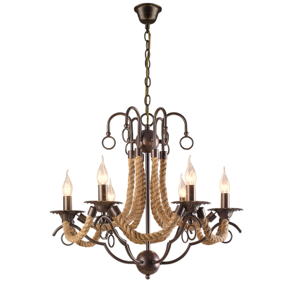 BrightStar CH475/6 BROWN Metal Chandelier with Rope – 6 x 60W SES