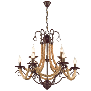 BrightStar CH475/9 BROWN Metal Chandelier with Rope – 9 x 60W SES