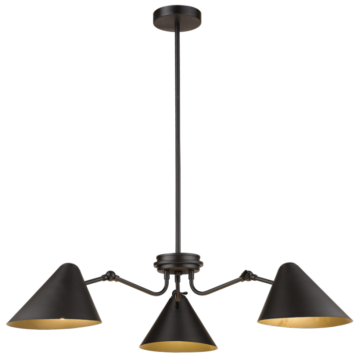 BrightStar CH514/3 BLACK Metal Chandelier, Adjustable Height – 3 x