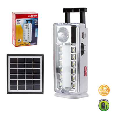 Eurolux FS297W - Rechargeable LED Emergency Light 5w White & Solar Panel