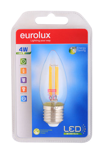 Eurolux G956 LED Candle Filament 4w Warm White Bulb