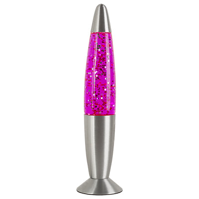 Eurolux H30PI 13 Glitter Lava Lamp Silver Metal Cap & Base Pink Water - Novelty