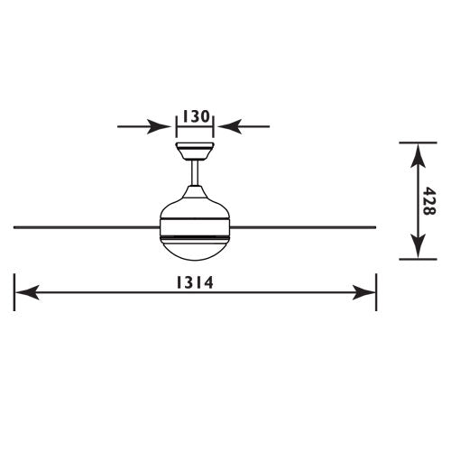 Radiant RF19 Ceiling Fan with Light Satin Chrome 4-Blade 2×E27 H:428mm ...