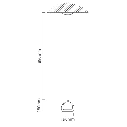 Rocamar 1LT Pendant 190mm Copper