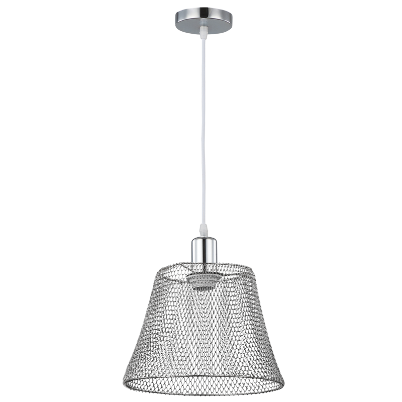 Steel Mesh Polished Chrome Pendant with White Cord